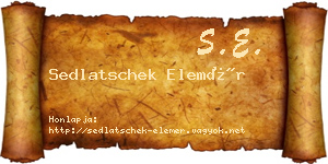Sedlatschek Elemér névjegykártya